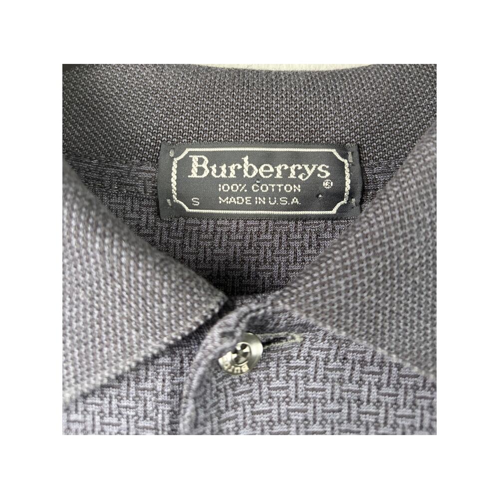 Burberry’s Blue Textured Polo - Size S - Long Sleeve Classic Luxury Style - Picture 5 of 8